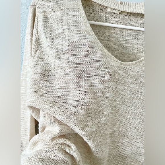 Maurice’s Cut Out Open Neck Keyhole Sweater Beige Cream high Crew neck Shirt - Picture 9 of 9